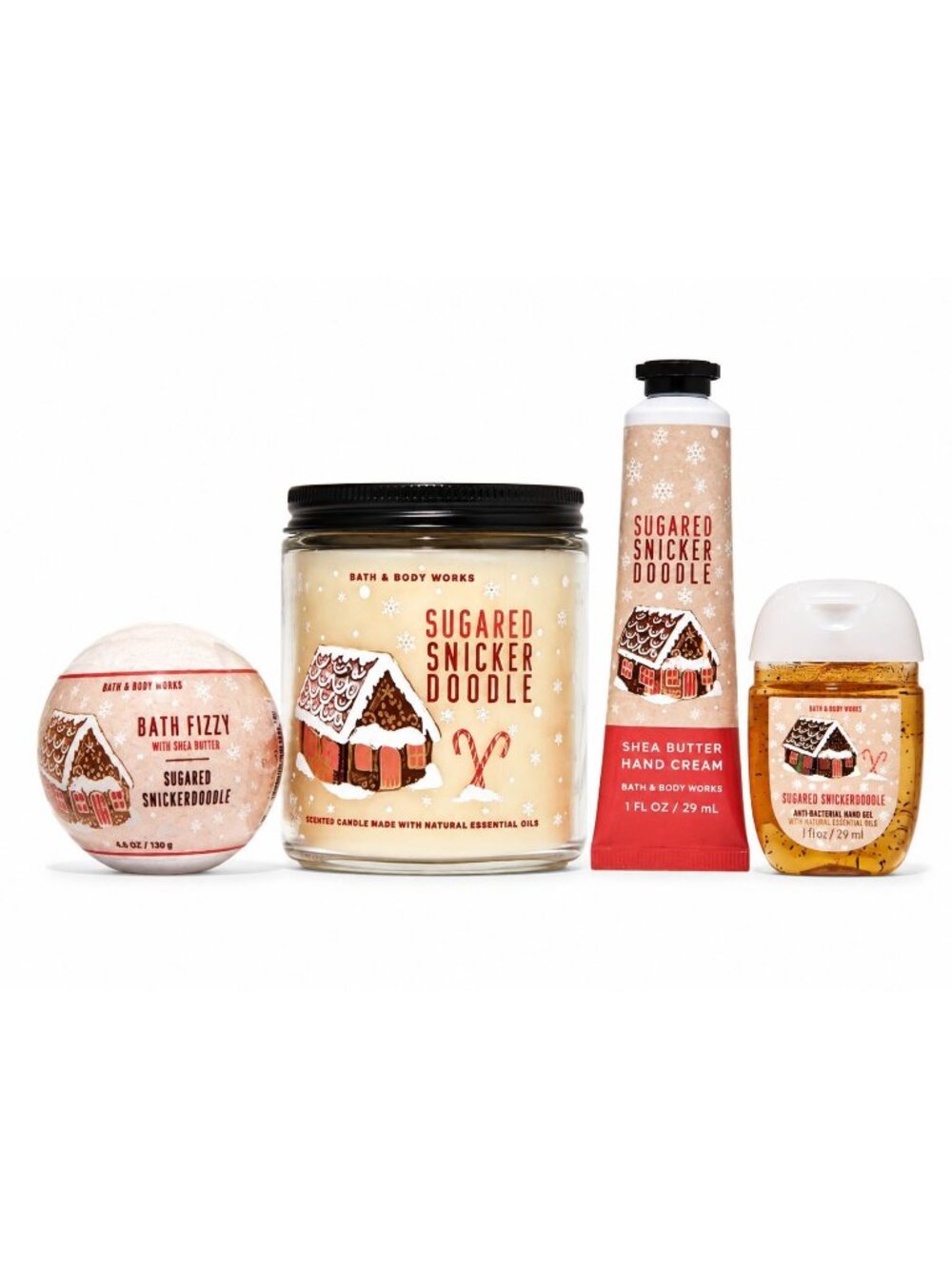 Bath & Body Works NEW lot of (4) Sugared Snickerdoodle Candle, Bath Fizz, Hand C